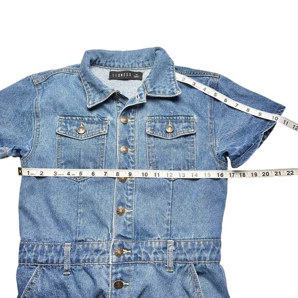 Lioness | Women | U Know What’s Up Y2K Short Denim Button Up Romper | Medium - Picture 5 of 16